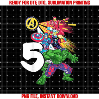 Marvel Super Heroes Avengers 5 Year Old Fifth Birthday T-shirt