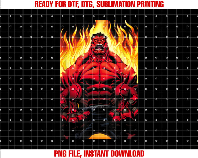 Marvel Universe Classic Red Hulk Extreme Rage On Fire T-shirt
