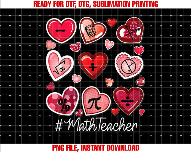 Math Teacher Hearts Funny Teacher Valentines Day Math Lover T-shirt