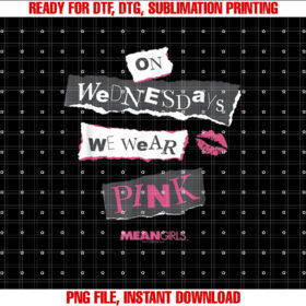 Mean Girls On Wednesdays We Wear Pink Big Chest Text  T-shirt