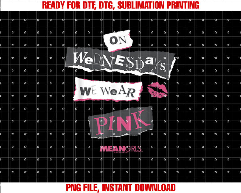 Mean Girls On Wednesdays We Wear Pink Big Chest Text T-shirt