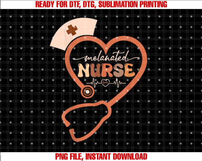 Melanin Nurse Melanated Stethoscope Heart Nursing Crew T-shirt