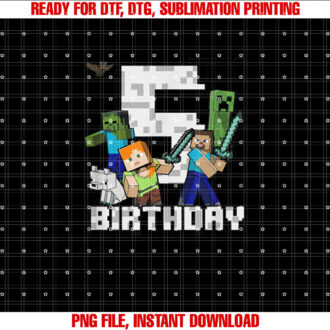 Minecraft Group Shot Happy 5th Birthday T-shirt