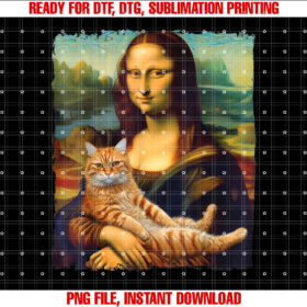 Mona Lisa Holding Cat Kitty For Cats Lover Cat Dad Cat Mom T-shirt