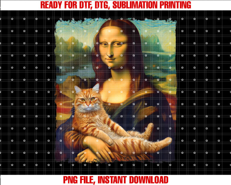 Mona Lisa Holding Cat Kitty For Cats Lover Cat Dad Cat Mom T-shirt