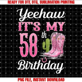58 Year Old Birthday Western Girl GiftYeehaw Its My 58th Birthday Cowgirl Western Girl 58 Years T-shirt