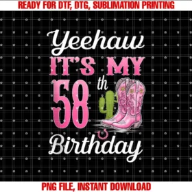 58 Year Old Birthday Western Girl GiftYeehaw Its My 58th Birthday Cowgirl Western Girl 58 Years T-shirt