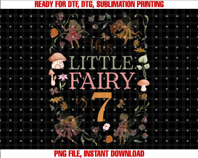 7 Year Old Girl Birthday Gifts Fairy Party7th Birthday Shirt Girl Fairy Mushroom 7 Yrs Old Bday T-shirt