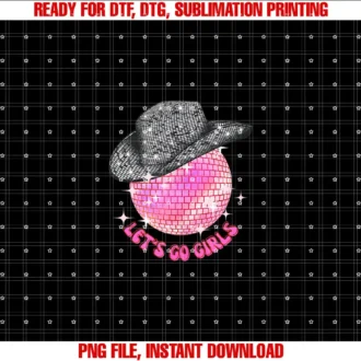 70s 80s Disco Attire Outfits for WomenLets Go Girls Cowgirl Pink Disco Ball Cowboy Hat Retro T-shirt