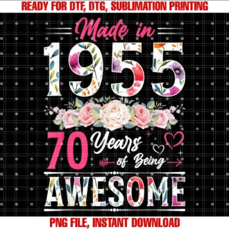 70th Birthday Gifts For Women Co Tee70 Year Old Made In 1955 Floral 70th Birthday Women T-shirt
