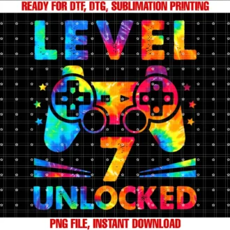 7th bday gamer gifts7 Year Old 7th Birthday Gamer Tie Dye Boys Level Gift T-shirt