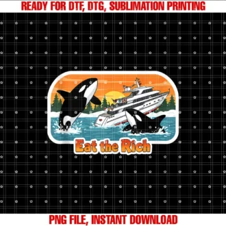 90s retro aesthetics Funny Orca graphic design boyEat the Rich Orca Design Funny Retro Whale Graphic Clothing T-shirt