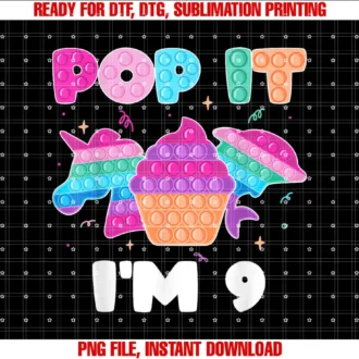 9th Birthday Kids Pop its Colorful Bubble PopperPop it Im 9 Birthday Girl Pop Fidget Toys Graphic Unicorn T-shirt