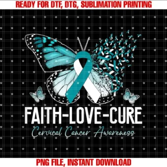 Abab Cervical Cancer Awareness Warriors SurvivorsFaith Love Cure Cervical Cancer Butterfly Teal White Ribbon T-shirt