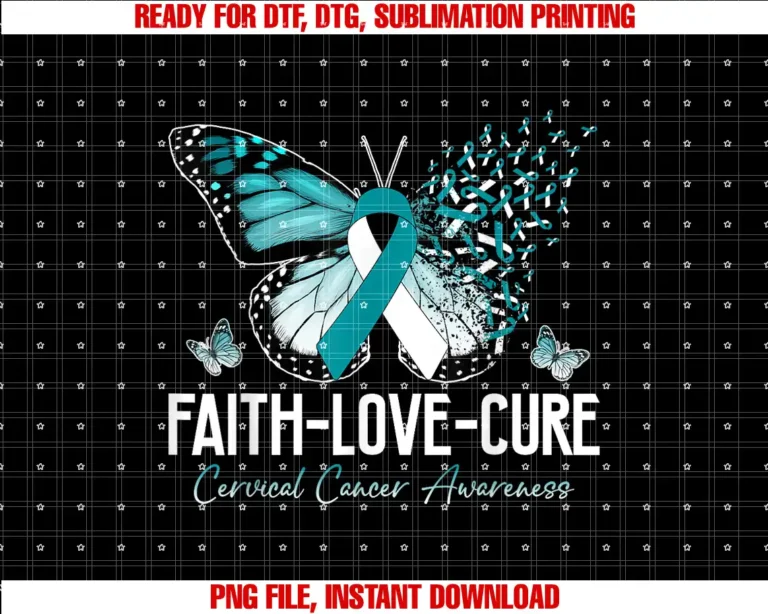 Abab Cervical Cancer Awareness Warriors SurvivorsFaith Love Cure Cervical Cancer Butterfly Teal White Ribbon T-shirt
