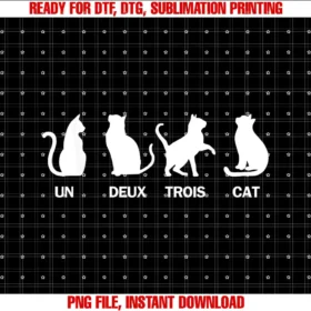 Ahmad Babar StudioUn Deux Trois Cat Quatre Funny Kitty Parents Mom Dad T-shirt