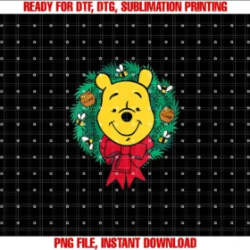 Winnie the Pooh Festive Holiday Christmas Wreath T-shirt