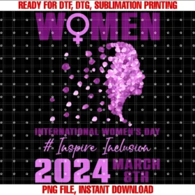 Amb Happy Womens Day 2024 IWD24 Inspire InclusionInternational Womens Day 2024 Floral Woman Girl Silhouette T-shirt