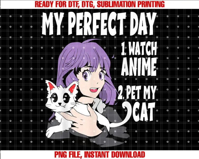 Anime and Cats Lover for Teen Manga kawaii GraphicFunny My Perfect day Anime and Cat Lover for Teen T-shirt
