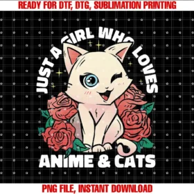 Anime and Cats Lover for Teen Manga kawaii GraphicJust a Girl who loves Anime and Cats Lover for Teen T-shirt