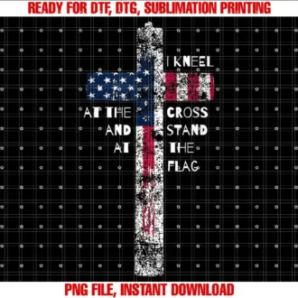 Artist UnknownI Kneel at the Cross and Stand at the Flag Men Women Short Sleeve T-shirt