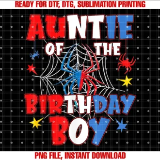 Auntie Of The Birthday Boy Shirt Matching Family Spider Web T-shirt