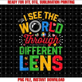 Autism Awareness Giftsclothes i see the world through a different lens T-shirt