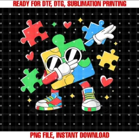 Autism Awareness Month World Autism Awareness DayFunny Dabbing Puzzle Autism Awareness Dab Dance Clothing T-shirt