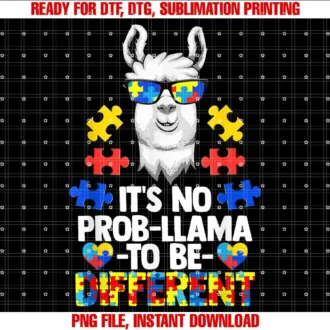 Autism Awareness TeesIts No Prob Llama to Be Different Autism Women Gift T-shirt
