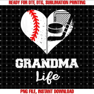 Baseball Hockey Grandma By FebruaryGrandma Life Heart Funny Baseball Hockey Grandma T-shirt