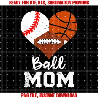 Baseball Lover ApparelBall Mom Funny Baseball Football Basketball Mom T-shirt