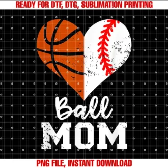 Baseball Lover ApparelBall Mom Heart Funny Baseball Basketball Mom T-shirt