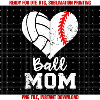 Baseball Lover ApparelBall Mom Heart Funny Baseball Volleyball Mom T-shirt