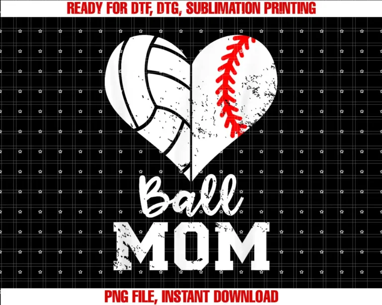 Baseball Lover ApparelBall Mom Heart Funny Baseball Volleyball Mom T-shirt