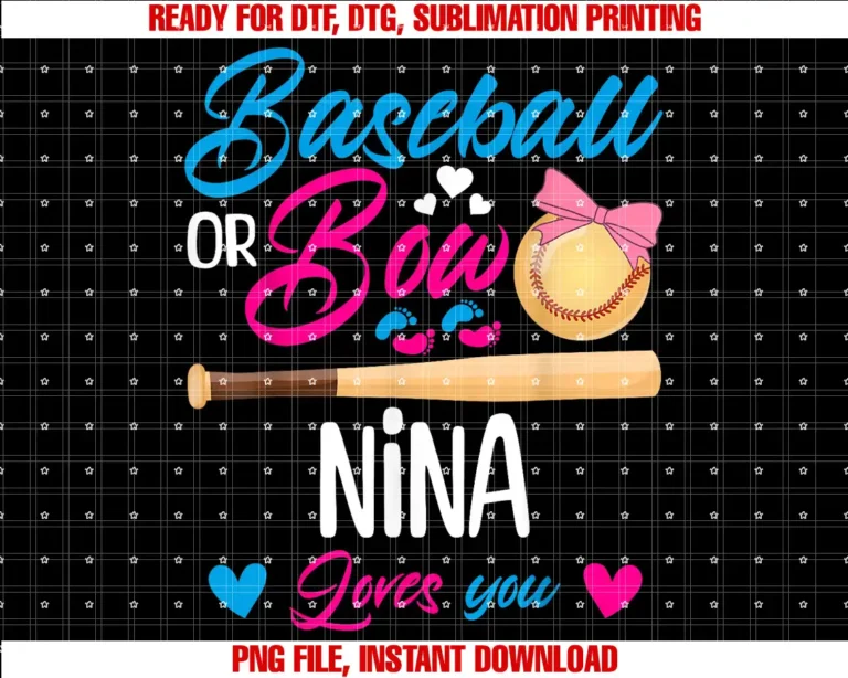 Baseball or Bow NINA Loves You Gender RevealMatching Family T-shirt