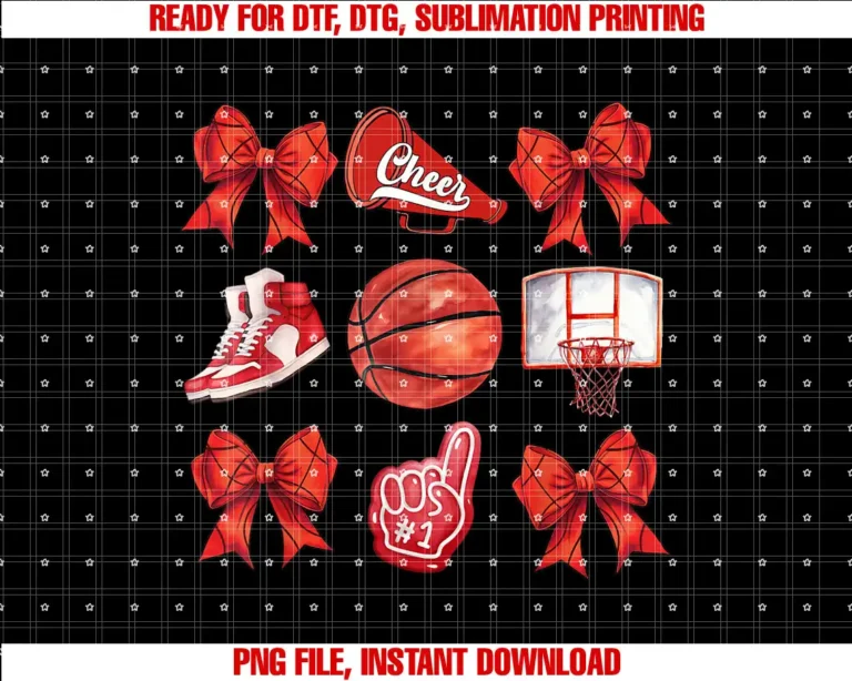 Basketball Coquette Bow Cheer Mom Game DayBasketball Coquette Red Cheer Mom Game Day Women Girls Kids T-shirt