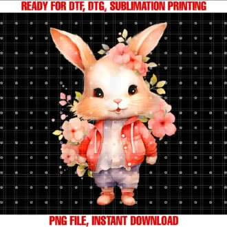 Beautiful Funny DesignFlower Retro Aesthetic Cute Floral Bunny Men Women Kids T-shirt