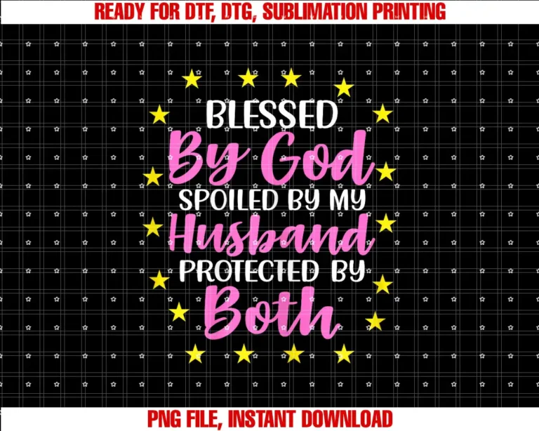 Beautiful Funny DesignFunny Blessed by God Spoiled by My Husband Protected By Both T-shirt