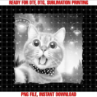 Beautiful Funny DesignFunny Cat Selfie with UFOs Aliens T-shirt
