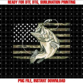 Big Bass Fishing Lovers Big Mouth Patriotic USAFishing Camouflage US American Flag Bass Fish Fisherman Camo T-shirt