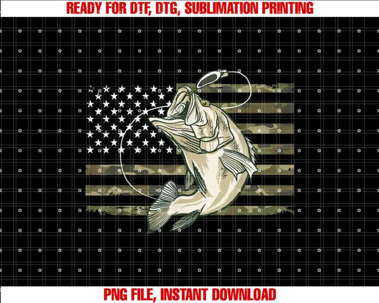 Big Bass Fishing Lovers Big Mouth Patriotic USAFishing Camouflage US American Flag Bass Fish Fisherman Camo T-shirt