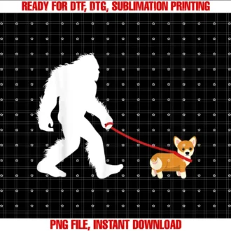 Bigfoot Walking Dog ApparelBigfoot Walking Corgi Shirt Sasquatch Dog Walker Tee T-shirt