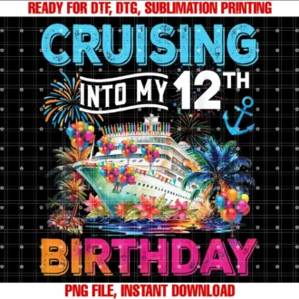 Birthday Cruise Ship Boat Party Accessories TeesCruising Into My 12th Birthday Trip Cruise Birthday Vacation T-shirt