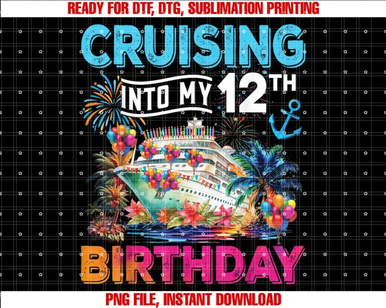 Birthday Cruise Ship Boat Party Accessories TeesCruising Into My 12th Birthday Trip Cruise Birthday Vacation T-shirt