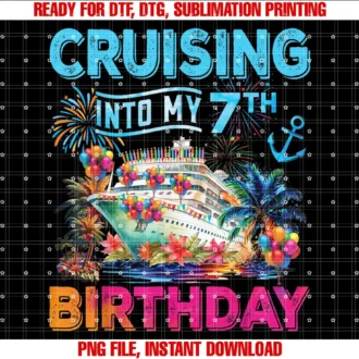 Birthday Cruise Ship Boat Party Accessories TeesCruising Into My 7th Birthday Trip Cruise Birthday Vacation T-shirt
