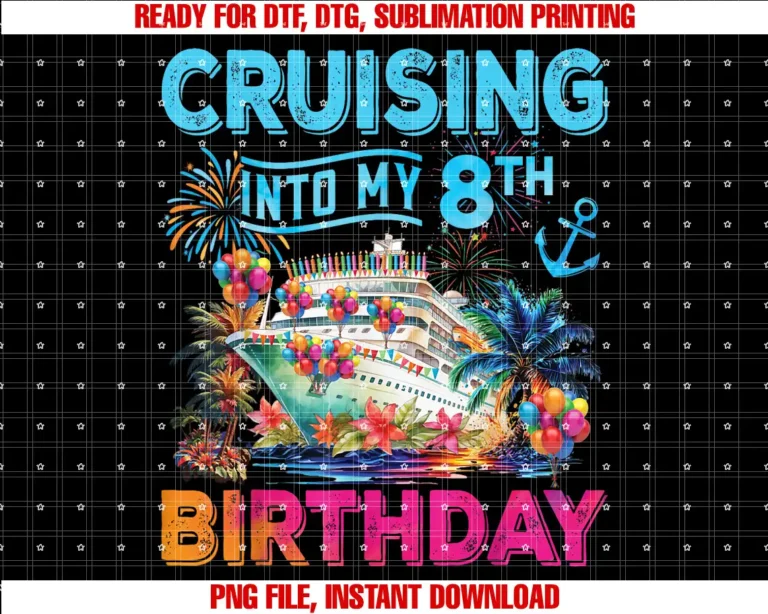 Birthday Cruise Ship Boat Party Accessories TeesCruising Into My 8th Birthday Trip Cruise Birthday Vacation T-shirt