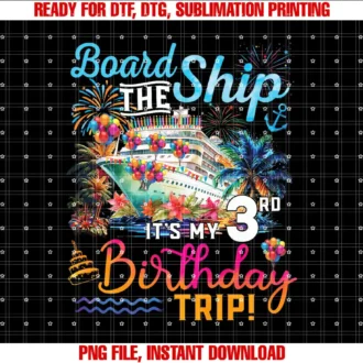 Birthday Cruise Ship Boat Party Accessories TeesKids Board The Ship Its My 3rd Birthday Trip Cruise Vacation T-shirt