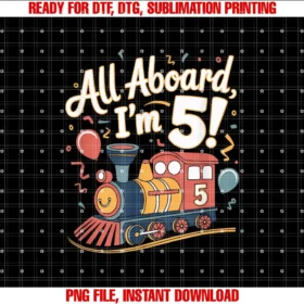Birthday Party Theme Matching Train 5th Birthday All Aboard Im 5 Design For Kids T-shirt