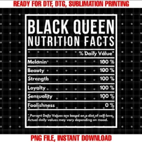 Black History Month GiftsAfrican American Black Queen Nutrition Facts Black History T-shirt