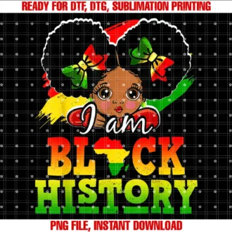 Black History Month Shirt African American MelaninI Am Black History Month Cute Messy Bun Girl Kids Toddlers T-shirt